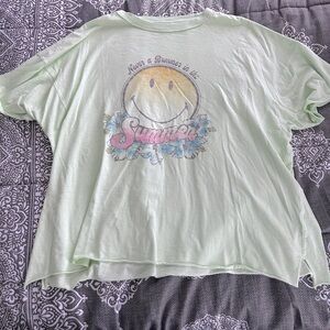 Light Green Smiley Graphic Tee